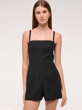 Abercrombie & Fitch Micro Short Tailored Romper Spaghetti Straps Black XS